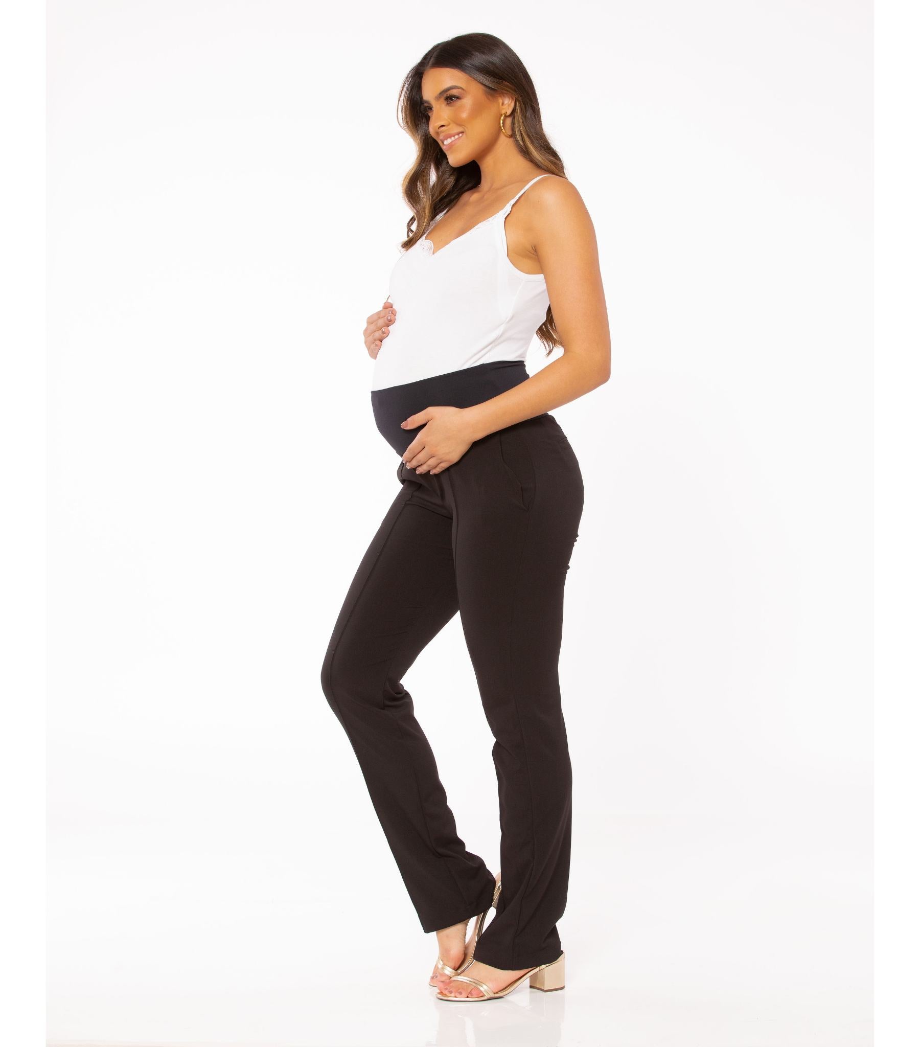 Black Maternity Work Pants Side