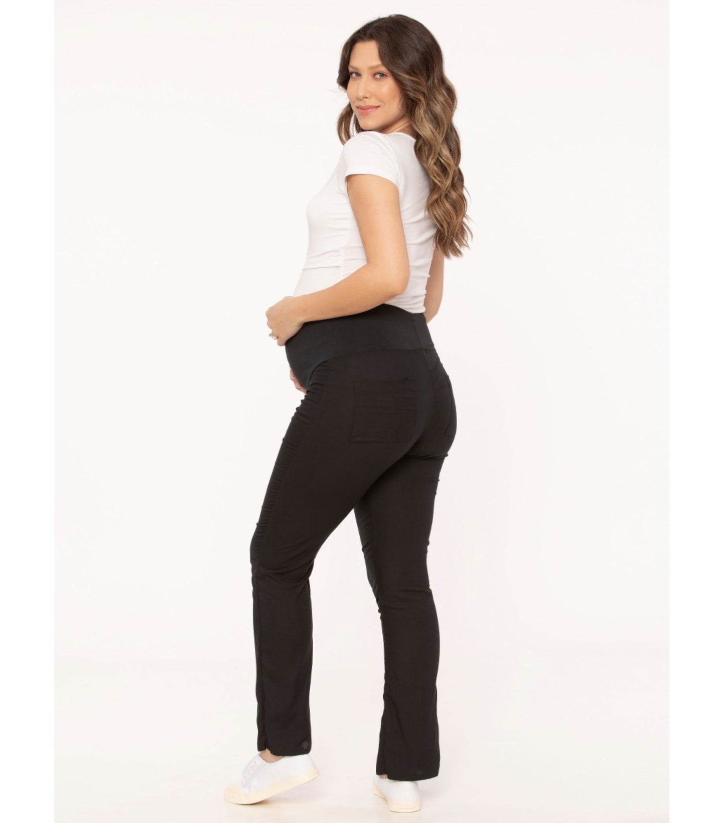 Black maternity pants cut-out design from the back