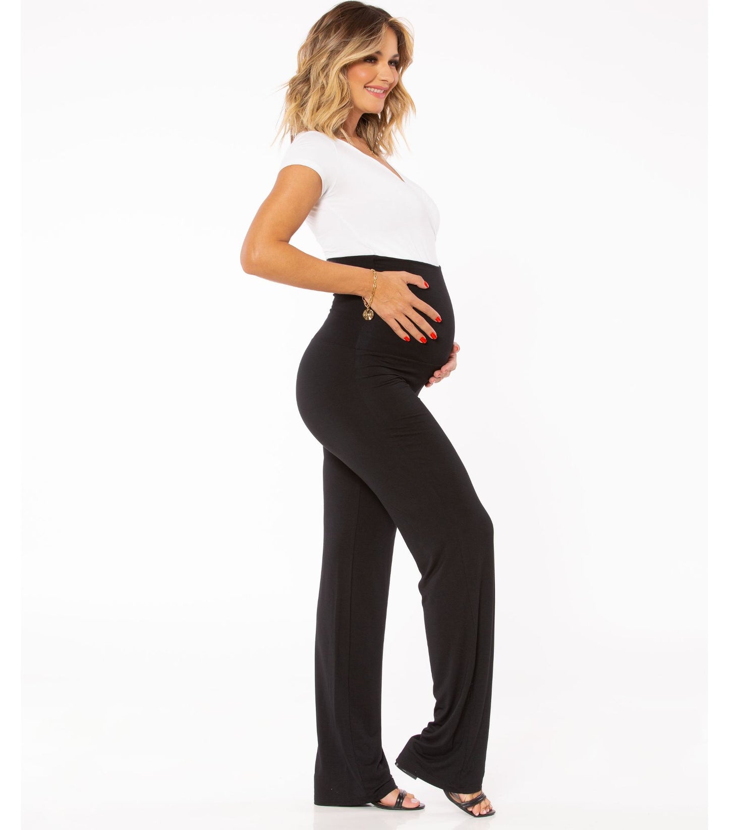 Black Maternity Yoga Pants side