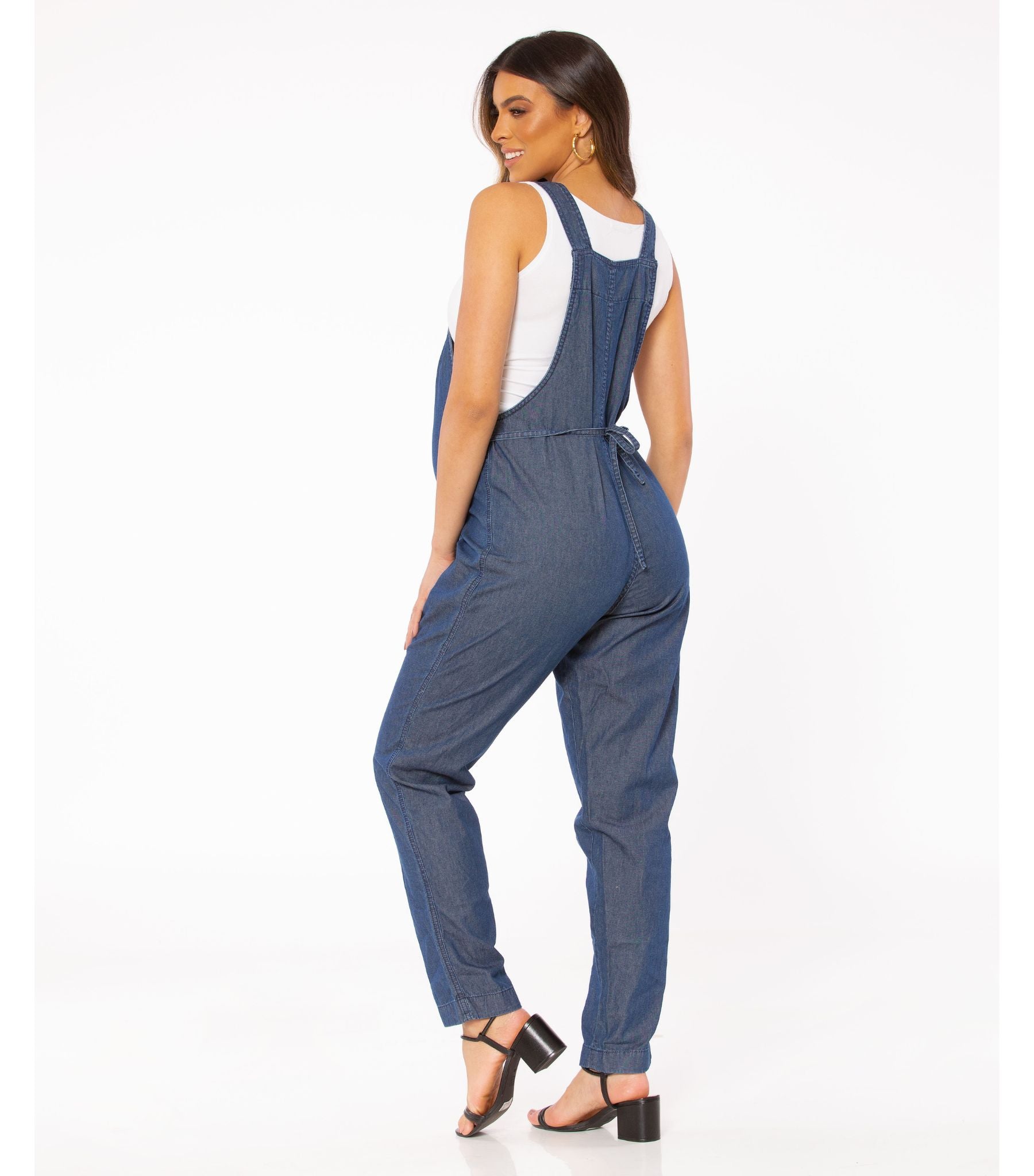 Blue Jeans Maternity Overalls back