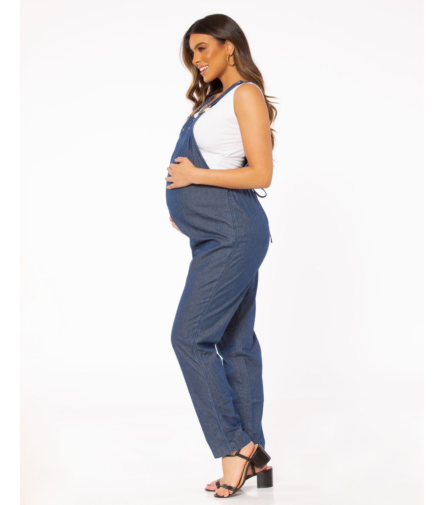 Blue Jeans Maternity Overalls side