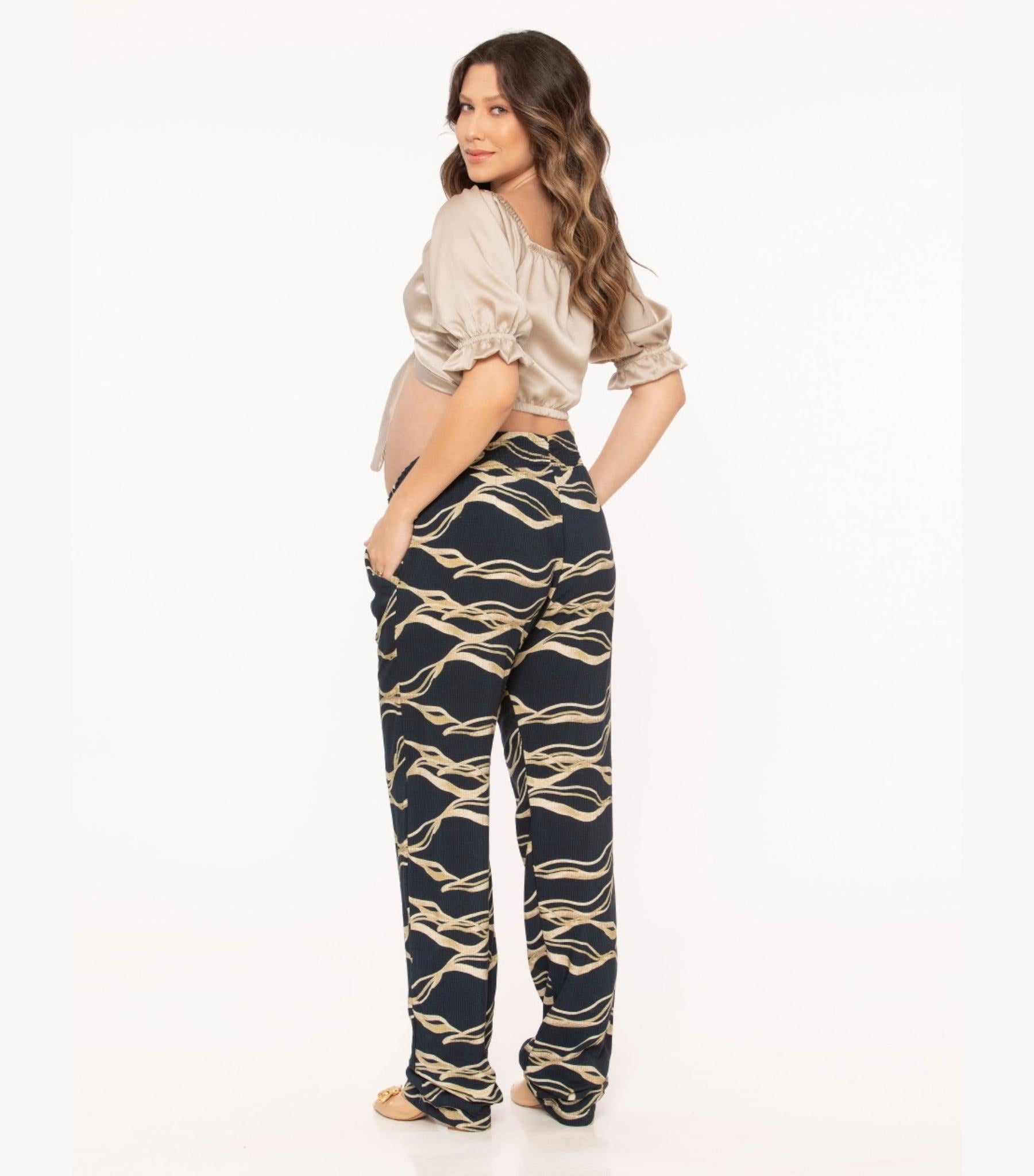 Khaki Maternity Crop Top back