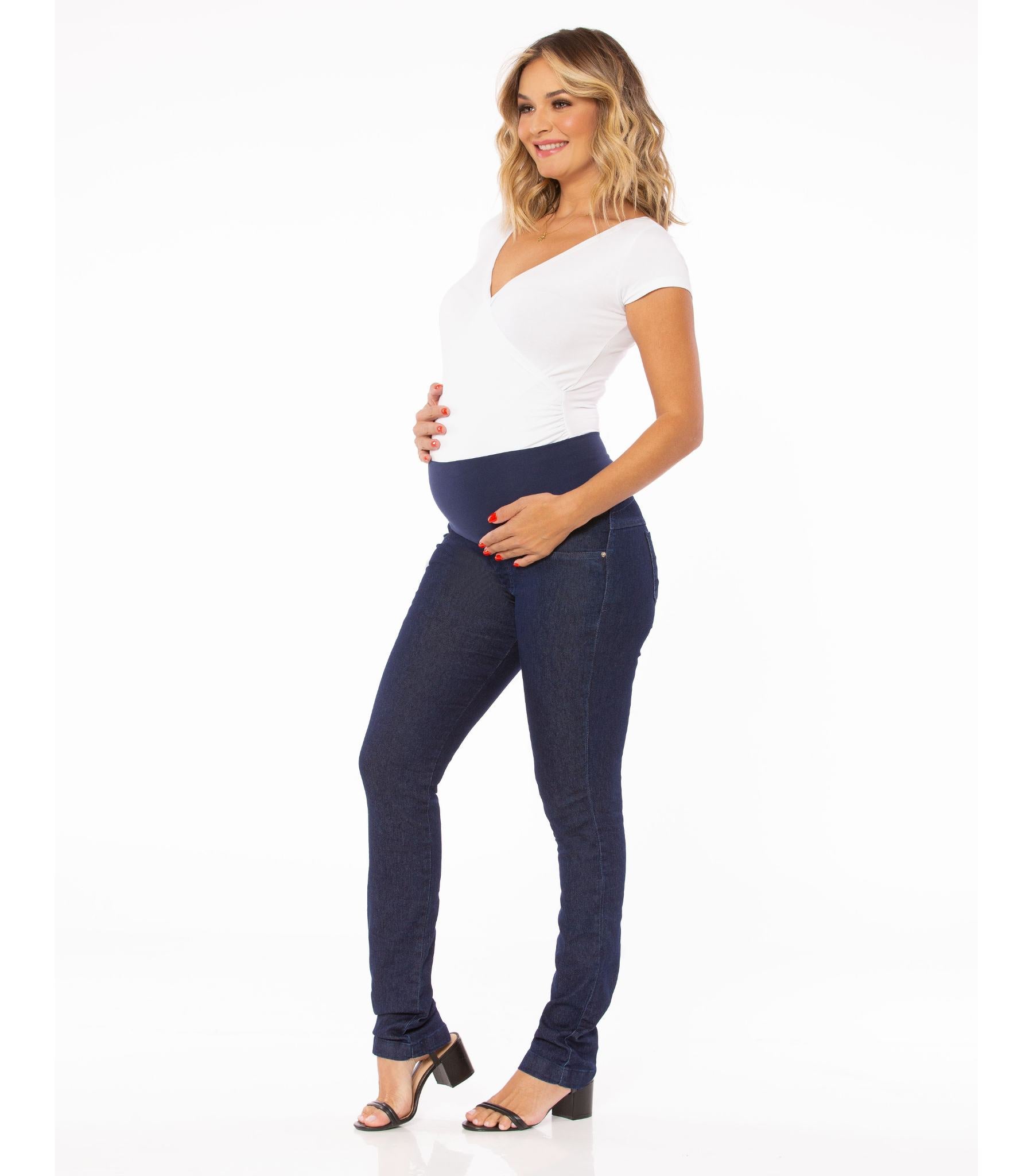 Navy Blue Maternity Jeans side