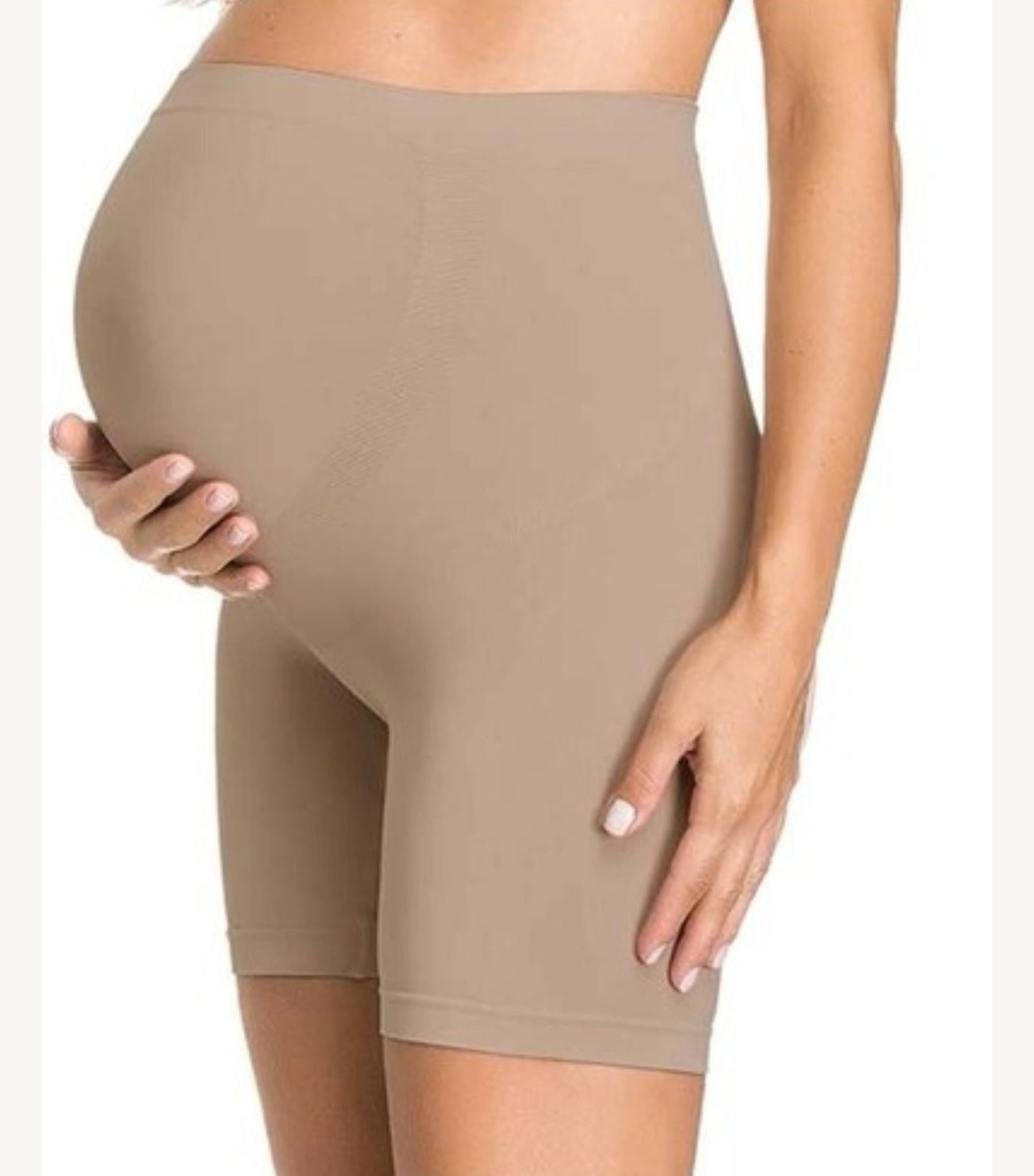 Beige Seamless Maternity Shapewear Long Shorts