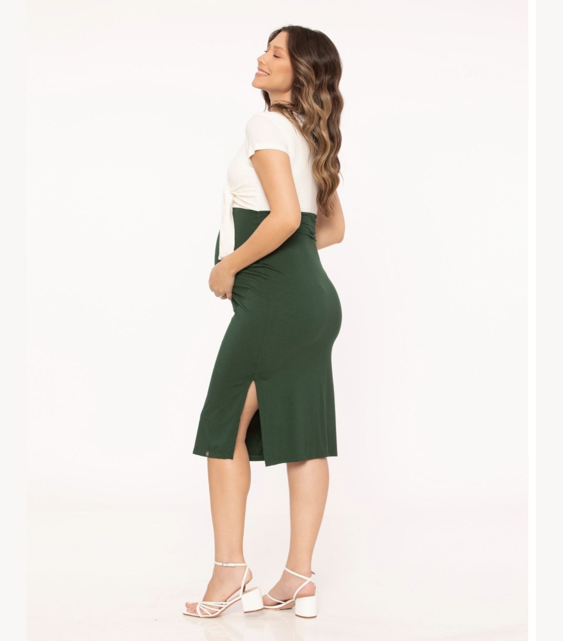 Bicolor Maternity Midi Dress - Wrap Nursing Top