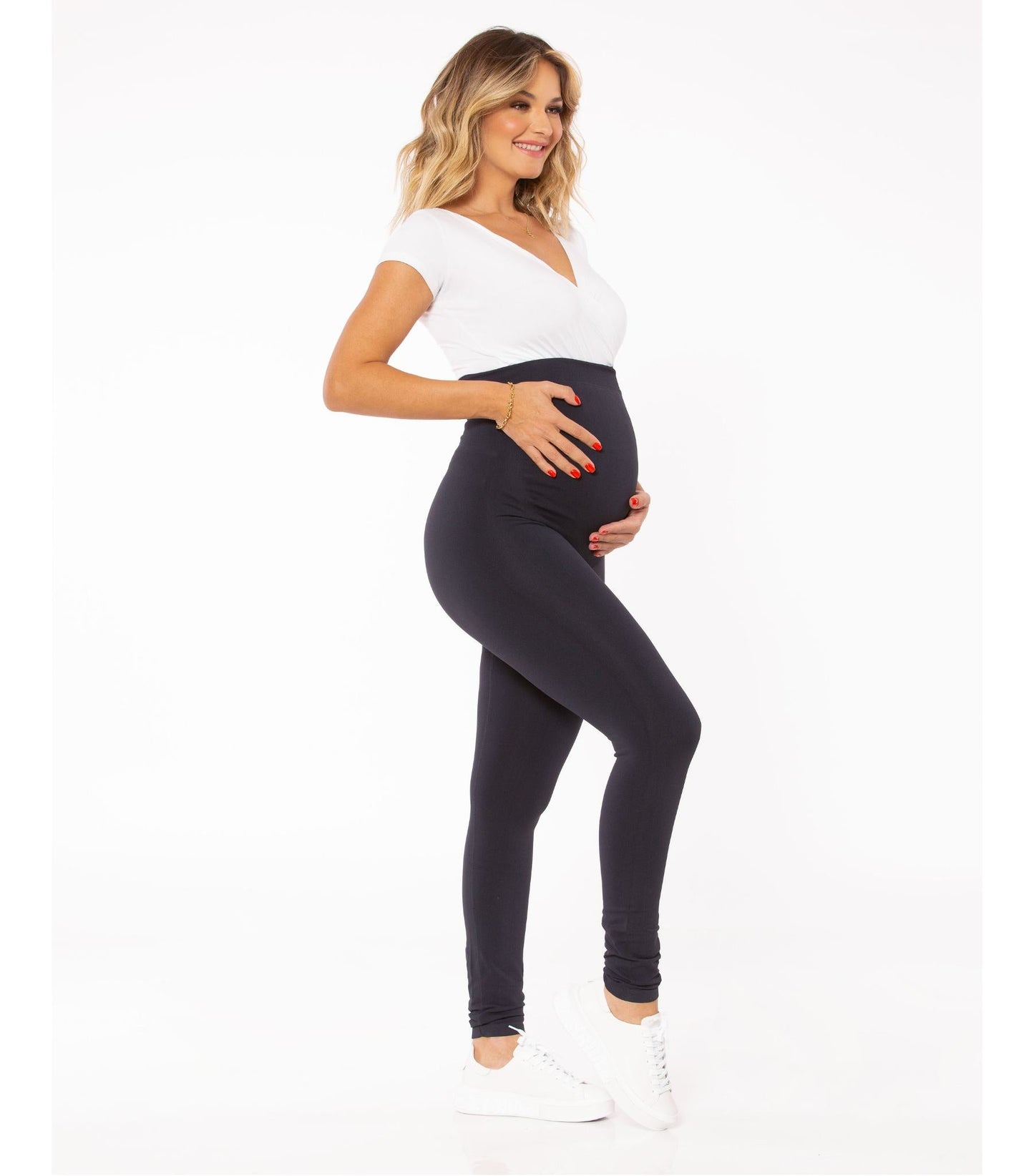 Black Maternity Leggings - Seamless with Belly Support