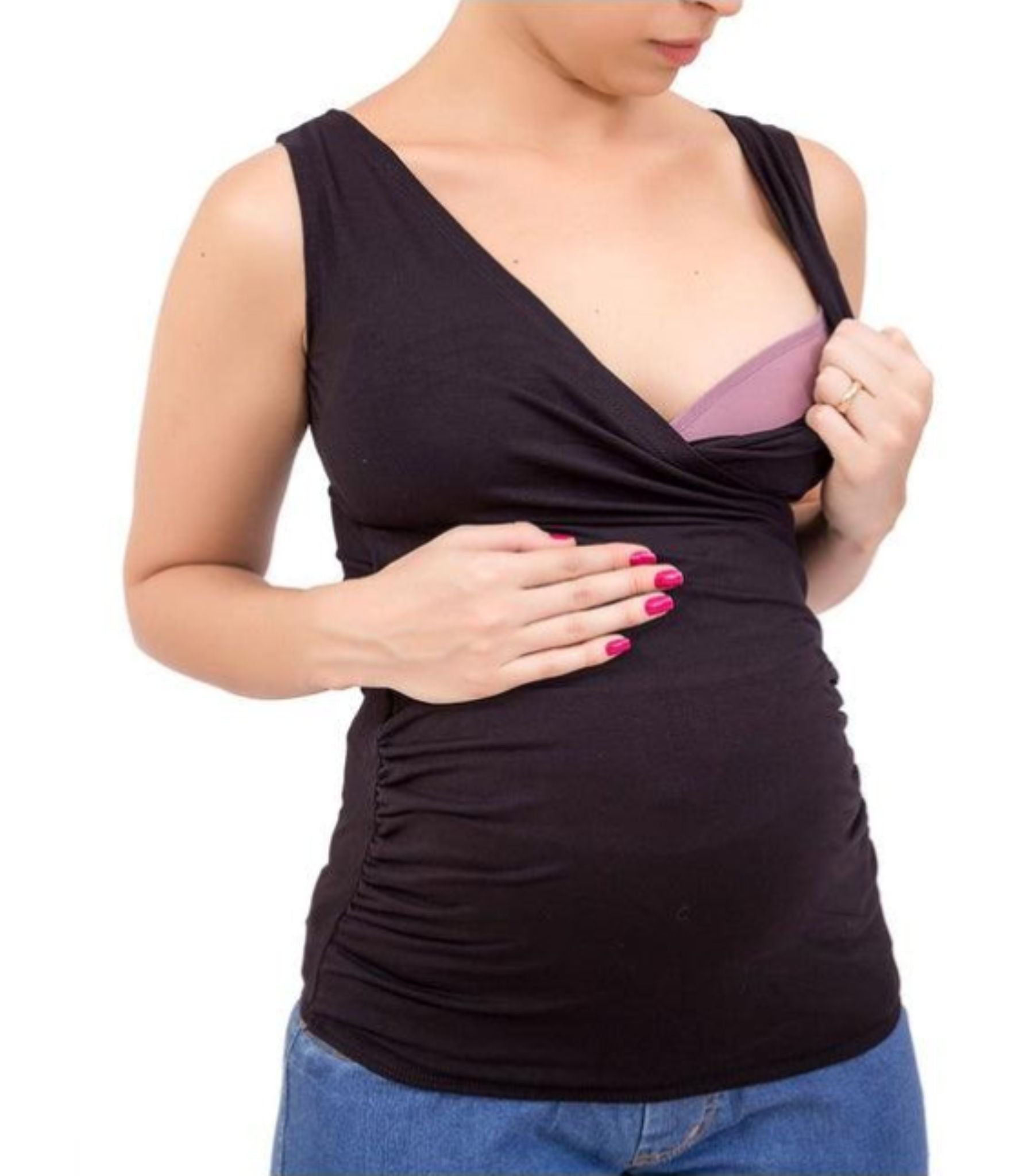 Black & white maternity nursing tank top XL