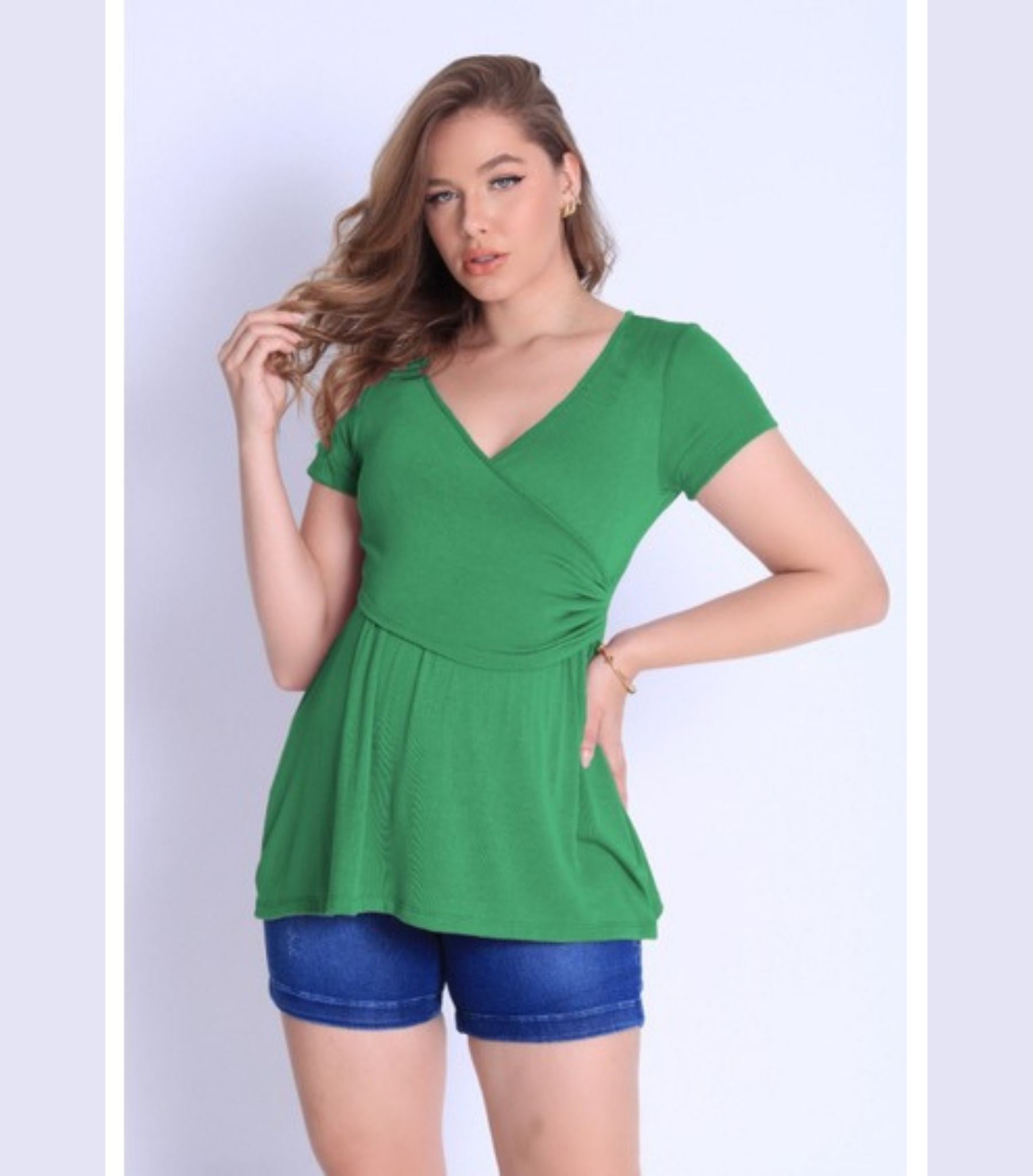 Green Maternity Smock - Wrap Nursing Top