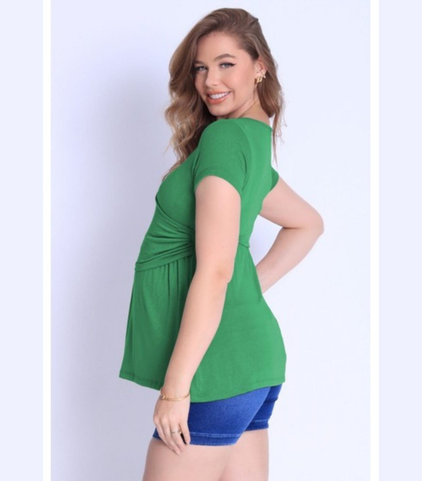 Green Maternity Smock - Wrap Nursing Top