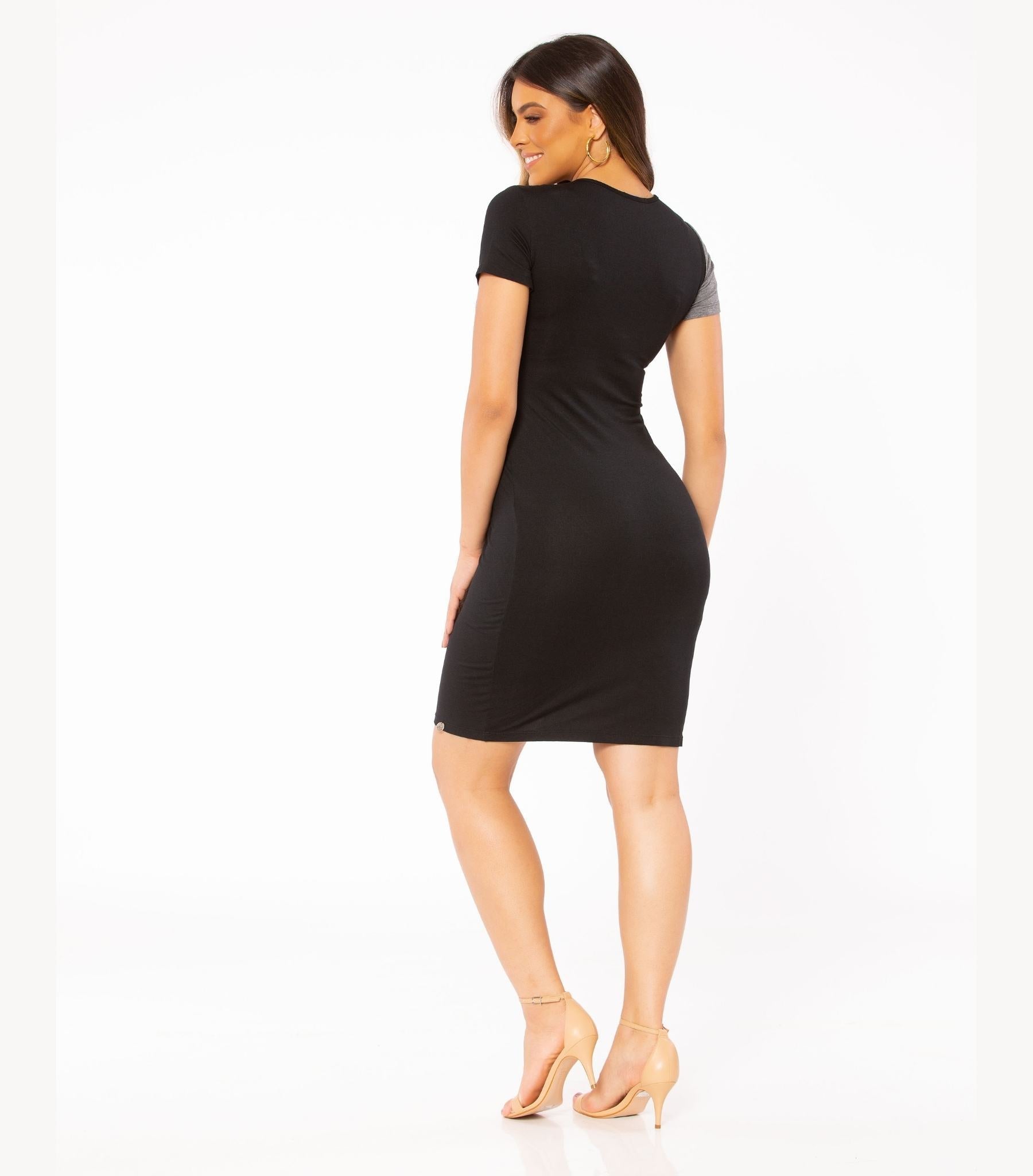 Grey & Black Maternity Dress - Scoop Nursing