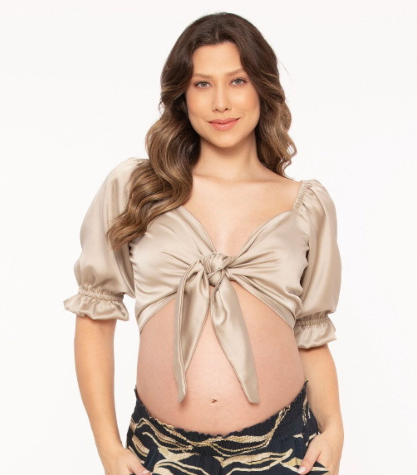 Khaki Maternity Crop Top - Maternity Photoshoots Wear