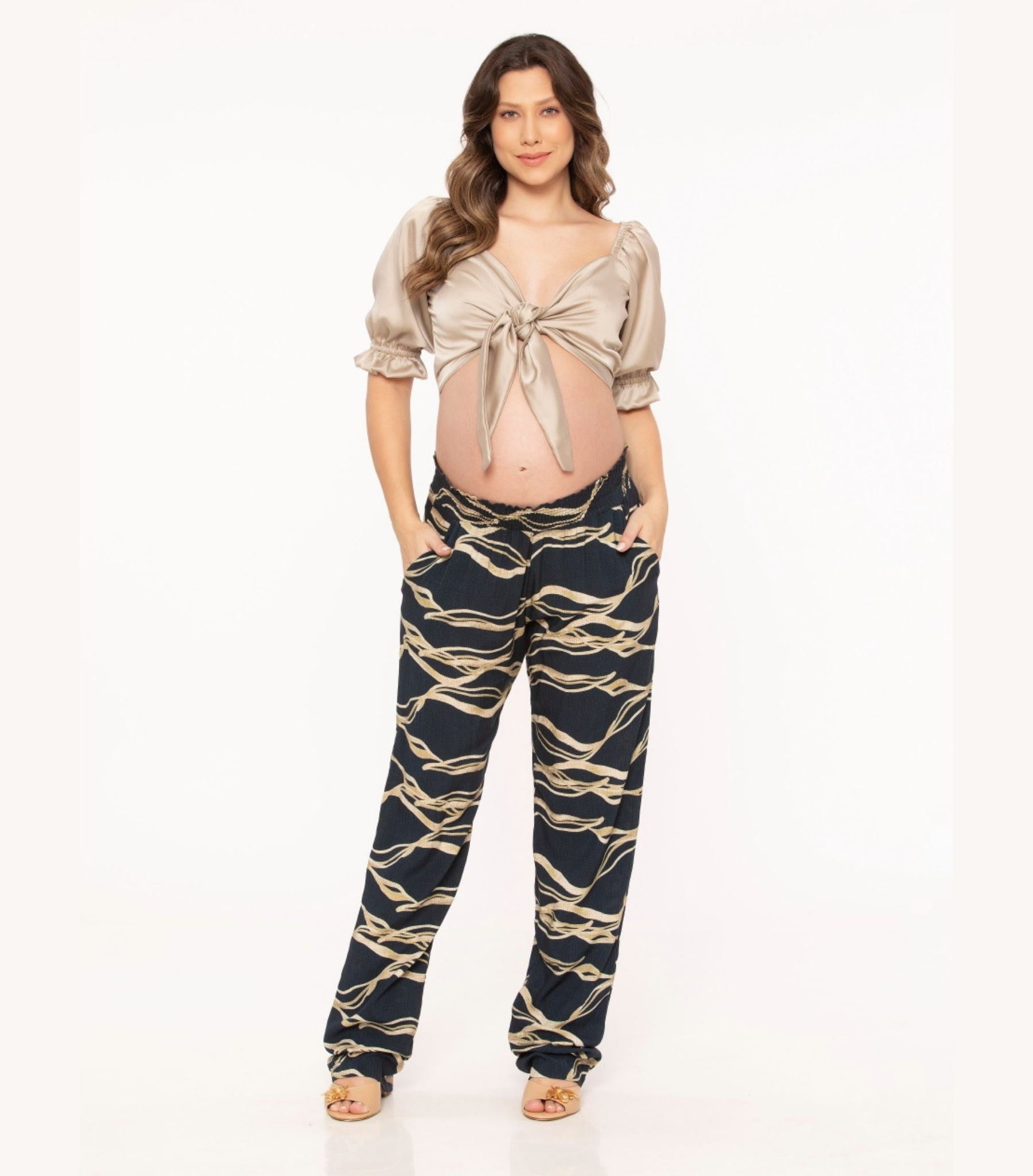 Khaki Maternity Crop Top - Maternity Photoshoots Wear