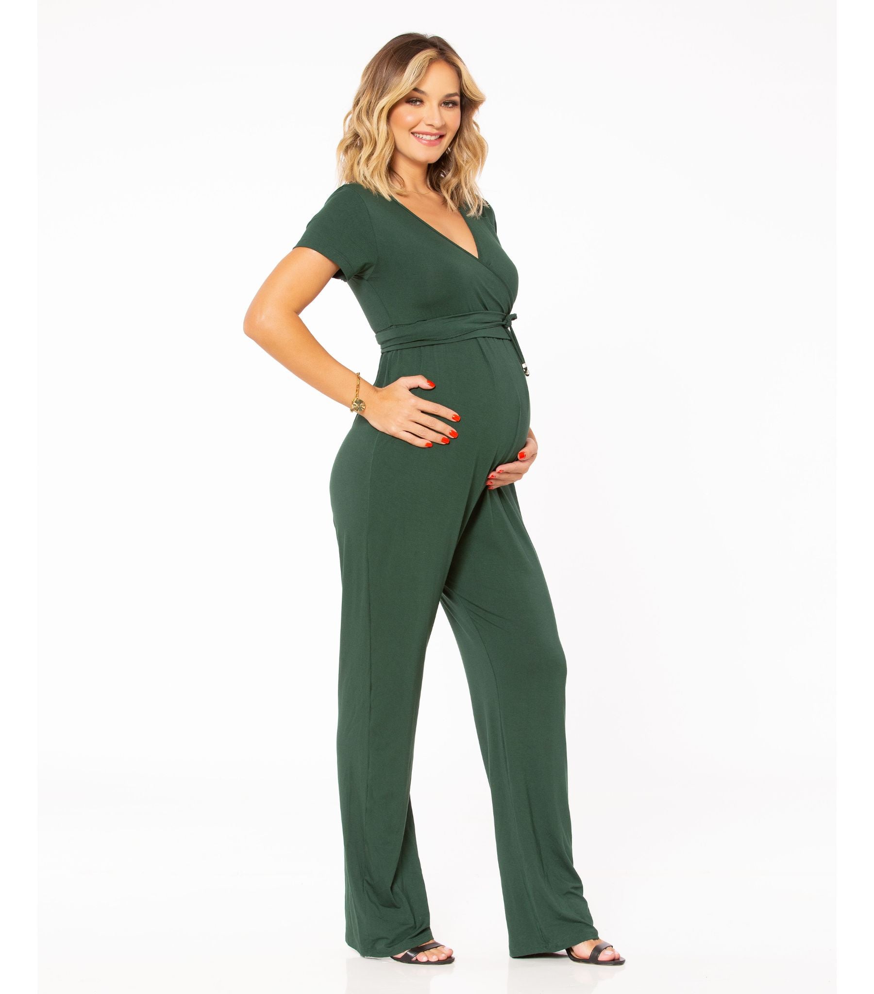 Maternity Jumpsuit Wrap Nursing Top - Black or Green