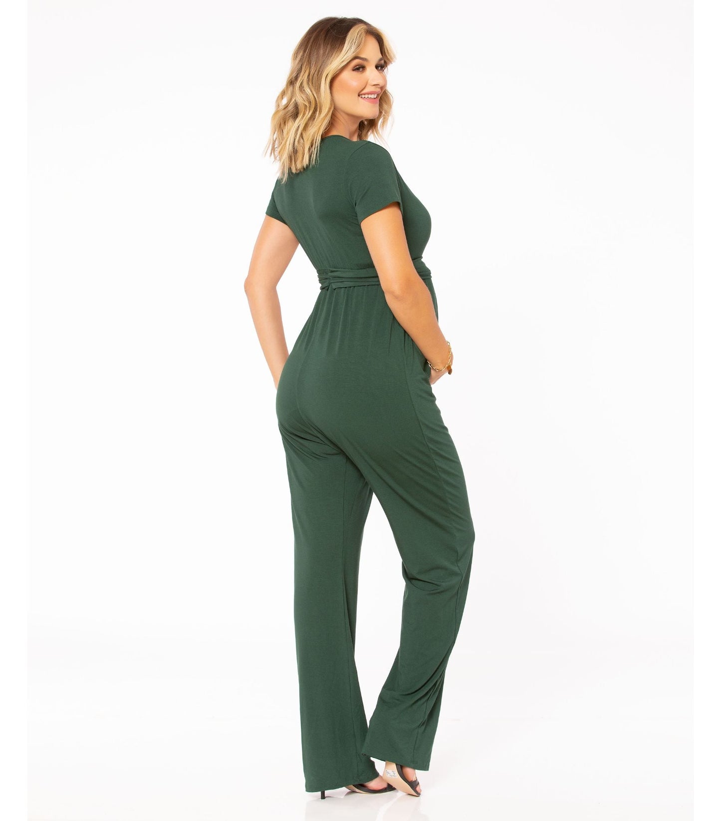 Maternity Jumpsuit Wrap Nursing Top - Black or Green