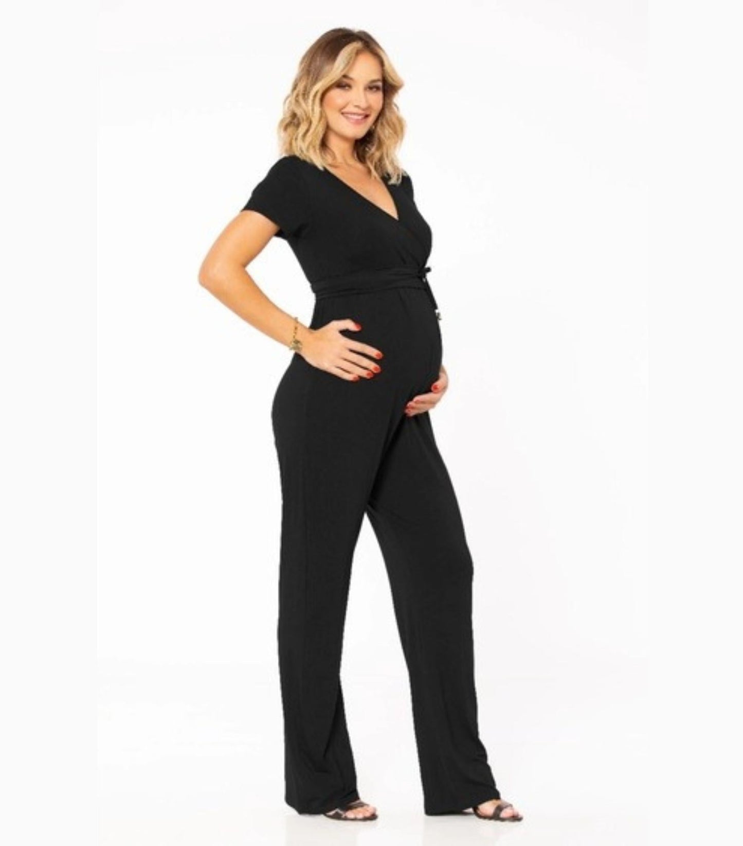 Maternity Jumpsuit Wrap Nursing Top - Black or Green