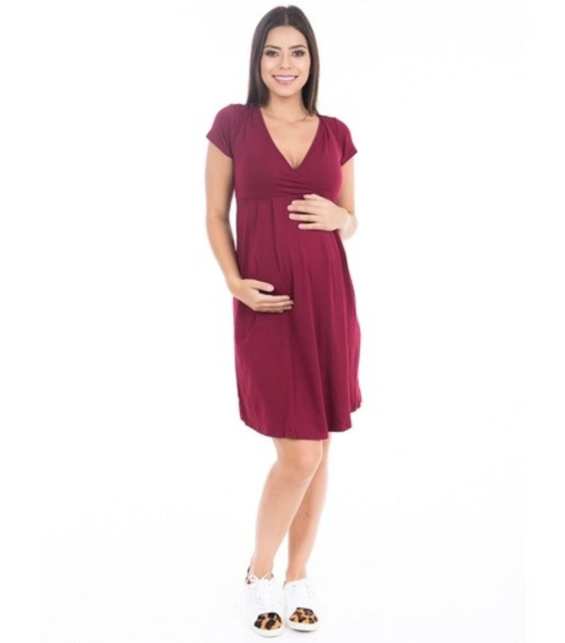 Maternity Romper/Dress - Nursing Top - Black or Burgundy