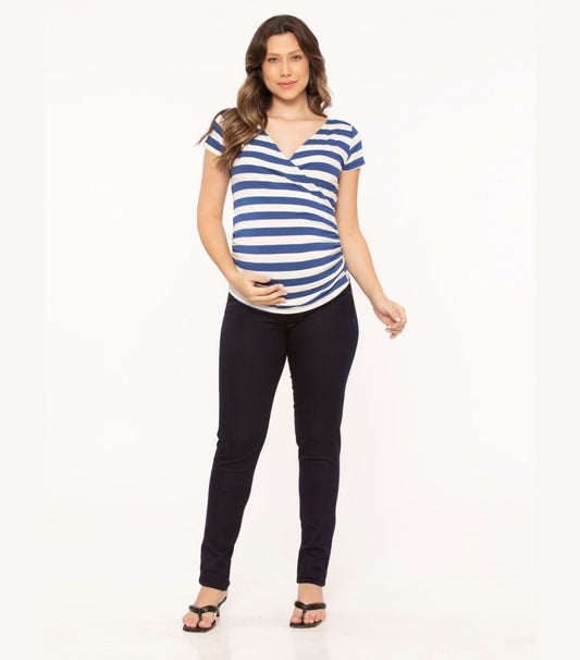 Maternity Tank Top Striped Blue - Wrap Nursing Top