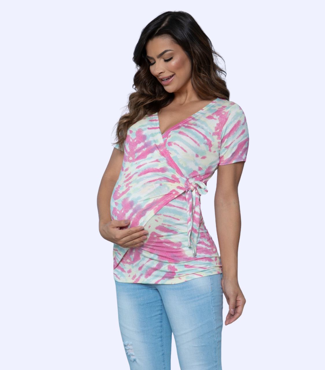 Pink Dye Maternity Tank Top - Wrap Nursing Top